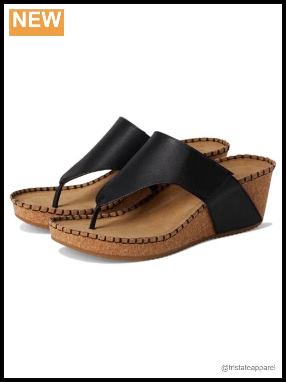 Women's Comfortiva Edwyn Cork Wedge Sandals Leather Whipstitch Hook Loop Casual